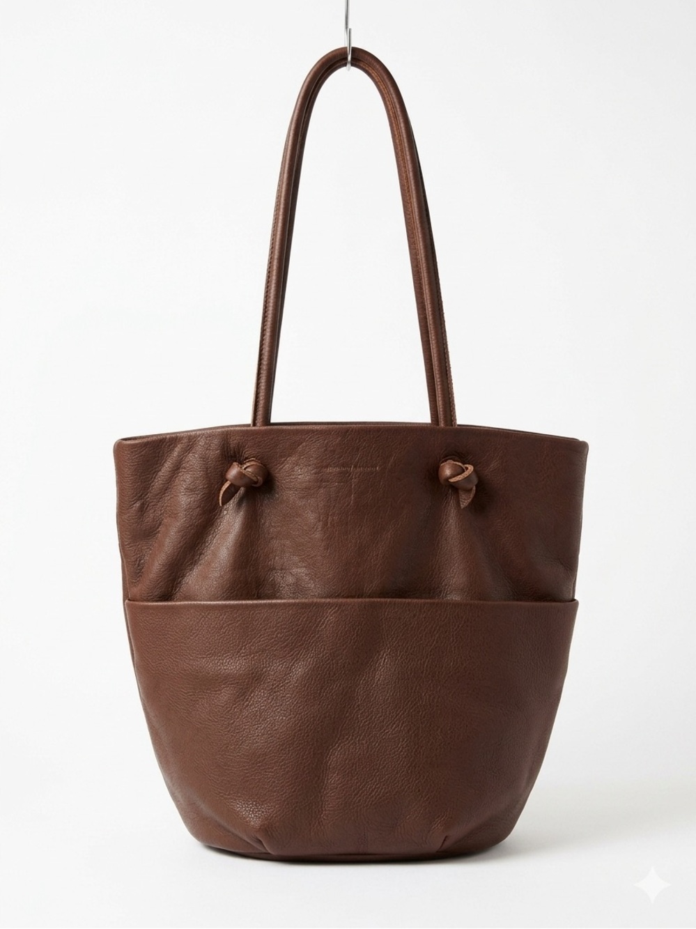 Monserat De Lucca Chocolate Brown Genuine Cow Leather Boho Hobo Tote Bag Purse